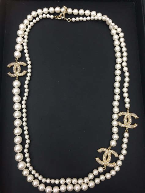 chanel white pearl necklace price|Chanel pearl necklace price.